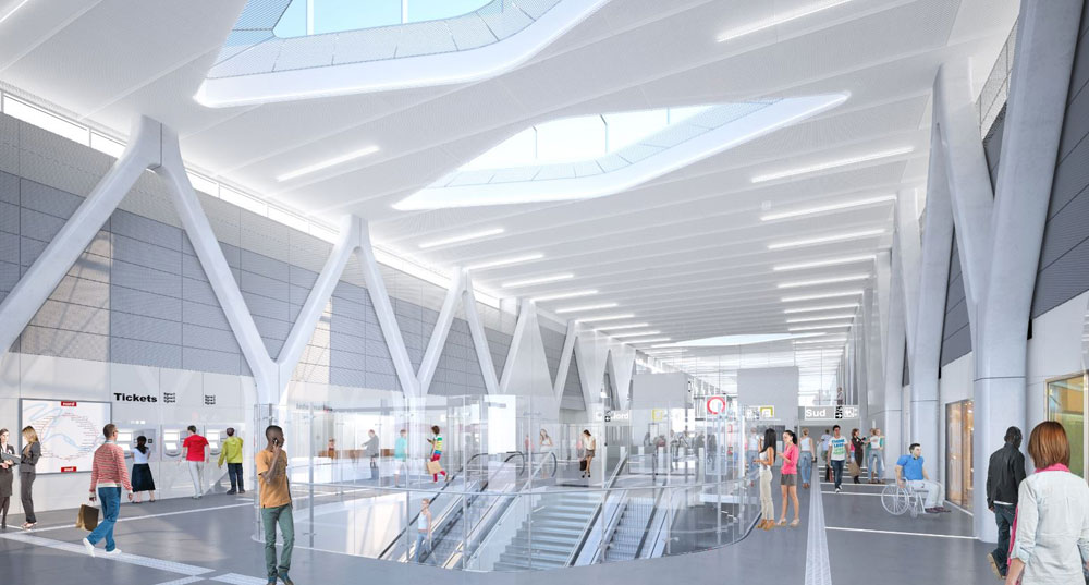 Intérieur de la future gare des Ardoines.
